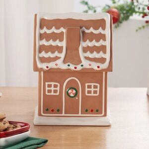 NEW Holiday Time Ceramic Gingerbread House Ceramic Cookie Jar